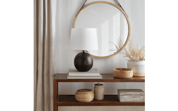 Nourison Modern Farmhouse Black Round Table Lamp