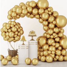 RUBFAC 129pcs Metallic Gold Balloons