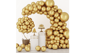 RUBFAC 129pcs Metallic Gold Balloons