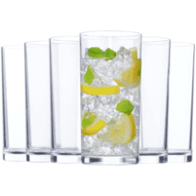 US Acrylic Classic Clear Plastic Drinking Glasses (Set of 6) 16oz Water Cups