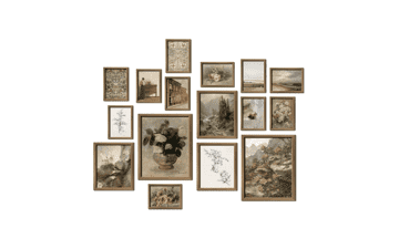 ANERZA 16 PCS Framed Vintage Wall Art Decor