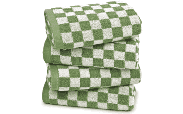 Green Checkered Bathroom Hand Towels