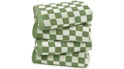 Green Checkered Bathroom Hand Towels