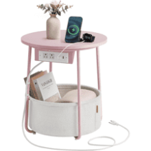 VASAGLE Side Table with Charging Station