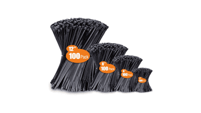 ANOSON 400 Pack Black Zip Ties