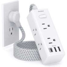 Compact Power Strip with USB - 6 Outlets, 3 USB Ports