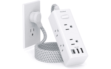 Compact Power Strip with USB - 6 Outlets, 3 USB Ports