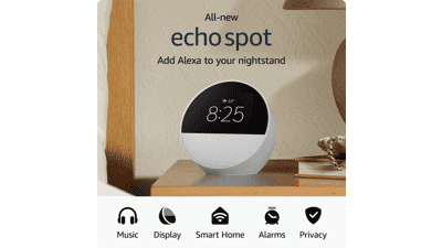 Echo Spot: Smart Alarm Clock with Alexa, Glacier White