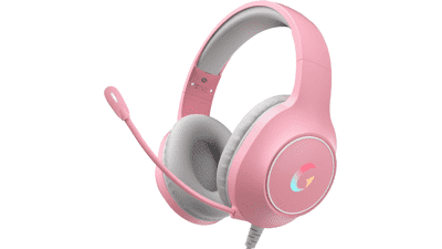 Pink RGB Gaming Headset for PS5, PS4, PC, Xbox