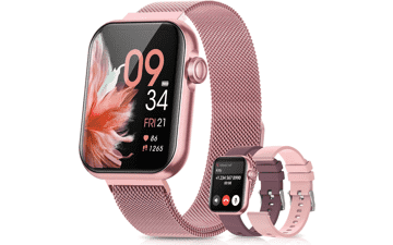 Pink Smart Watch for Women, Fitness Tracker with Heart Rate Monitor